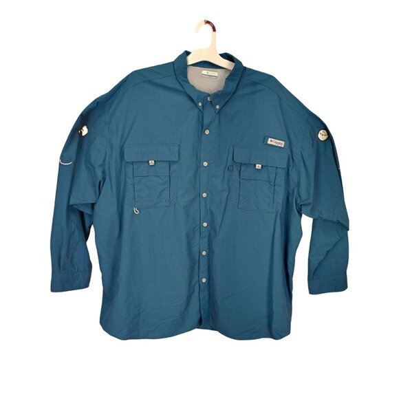 Columbia Sportswear Company Mens Blue PFG Vented Fishing Shirt 4X - Picture 1 of 10